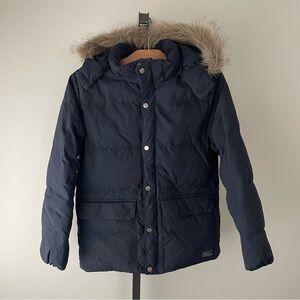 H&M Down Filled Parka Puffer Jacket Kids Coat Faux Fur Blue Boys 10 11 Years